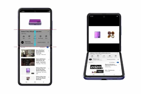 YouTube uygulamasına Galaxy Z Flip’e özel bölünmüş ekran modu