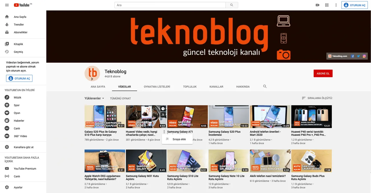 YouTube masaüstü sitesine dokunmatik ekran dostu düzenlemeler