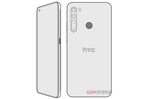 HTC Desire 20 Pro ekranı ve dörtlü arka kamerası çizimde görüldü