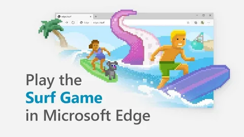 Microsoft Edge internet tarayıcısı için sürpriz sörf oyunu