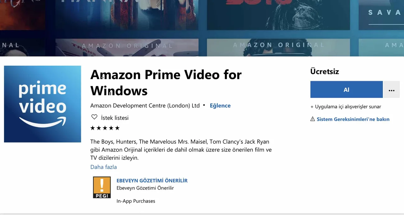 Amazon Prime Video’nun Windows 10 uygulaması çıktı