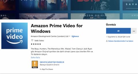 Amazon Prime Video'nun Windows 10 uygulaması çıktı
