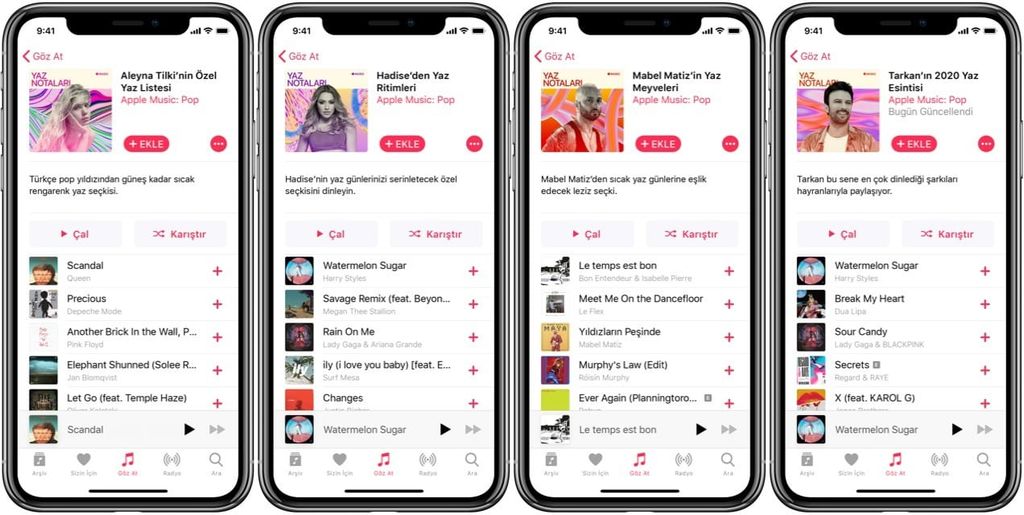 Apple Music Yaz Notaları listeleri ile yıldızların seçtiği parçaları dinleyin