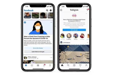 Facebook ve Instagram maske takmayı hatırlatıyor