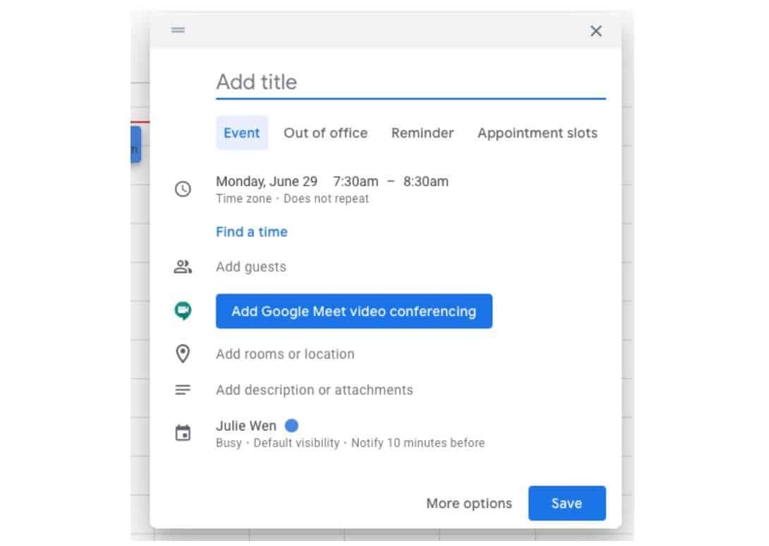 Google Takvim web uygulamasına etkinlik oluşturmayı kolaylaştıran araçlar