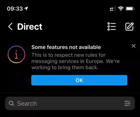 Instagram ve Messenger’ın bazı özellikleri Avrupa’da devredışı bırakıldı