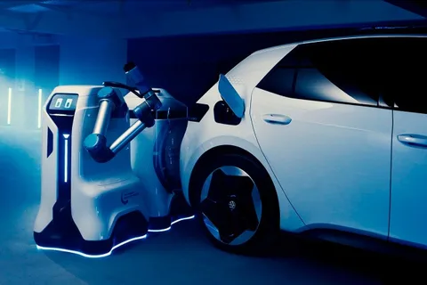 Volkswagen elektrikli otomobil şarj robotunu çalışırken gösterdi