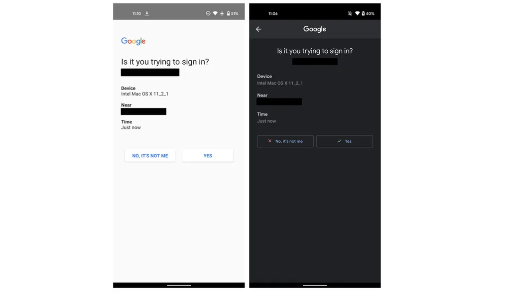 Android’de çift faktörlü doğrulama ekranına karanlık mod