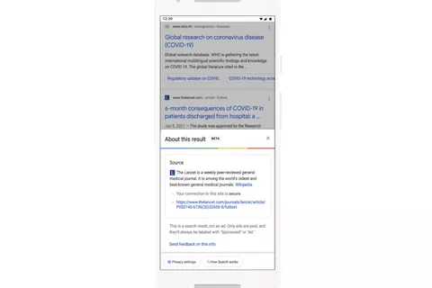 Google arama sonuçları ile ilgili daha fazla bilgi sağlayacak