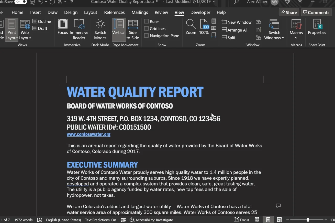 microsoft word koyu mod