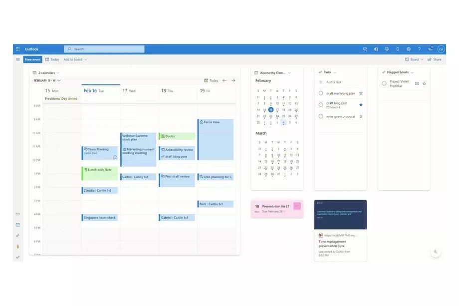 yeni outlook takvim paneli trello'ya benziyor