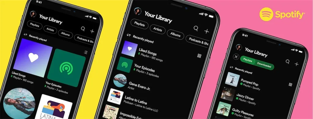 Spotify mobil uygulamalarında “Kitaplığın” bölümünün tasarımını yeniliyor