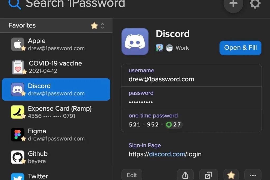 1Password web uzantısı için TouchID, Windows Hello ve karanlık mod desteği