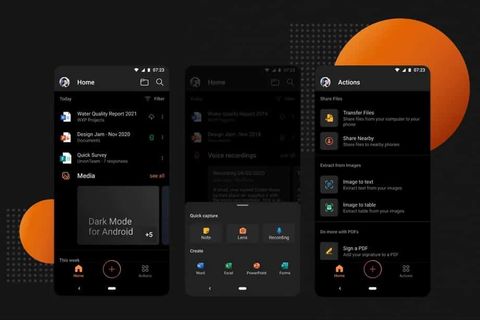 microsoft office android koyu tema
