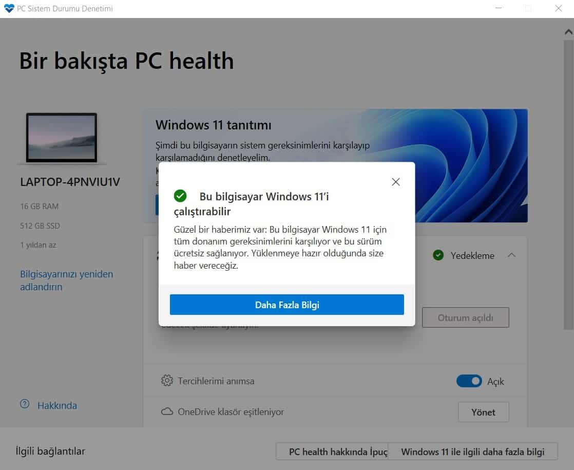 windows 11 pc sistem durumu denetimi