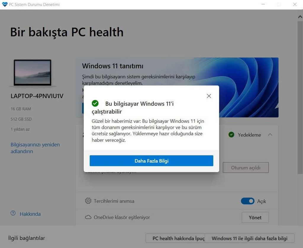 windows 11 pc sistem durumu denetimi