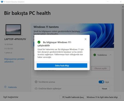 windows 11 pc sistem durumu denetimi