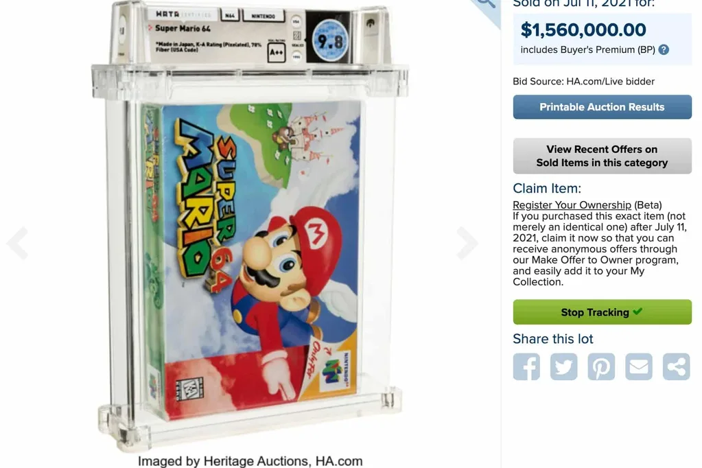 Super Mario 64 kopyası 1.5 milyon dolar ile en pahalı oyun unvanını aldı