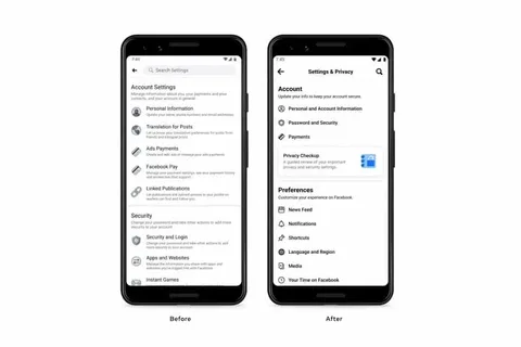 Facebook mobil uygulamalarında ayarlar menüsünü yeniliyor