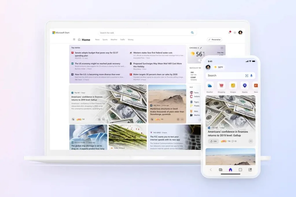 Microsoft Start ile haber ve hava durumu için yenilenen bir alan