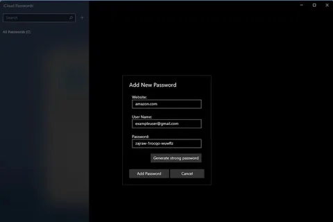 iCloud Windows uygulaması için parola oluşturucusu