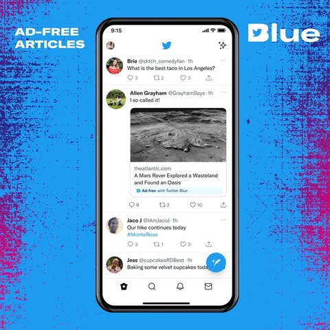 Twitter Blue abonelerine reklamsız makale sunmayı bırakıyor