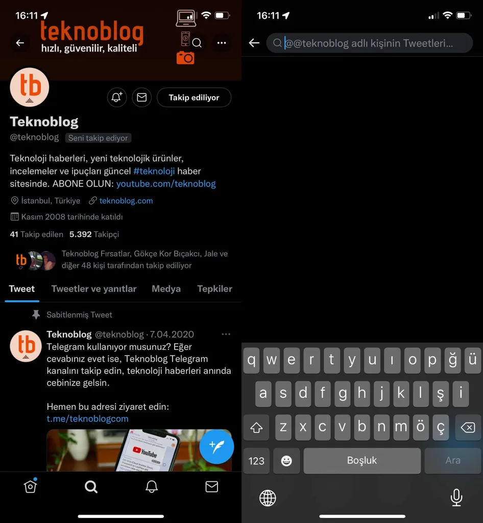 Twitter iOS uygulaması için yeni arama butonu