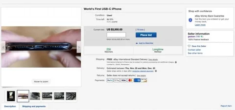 USB-C girişli iPhone açık artırmayla satışta