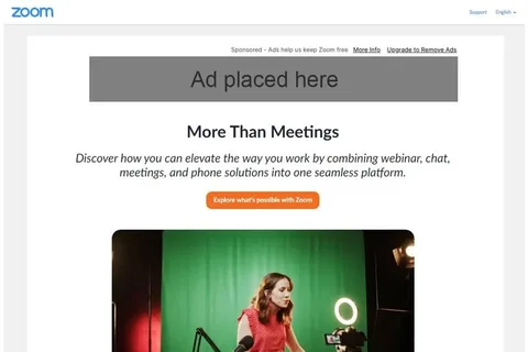 Zoom ücretsiz kullanıcılar için reklam gösterimini test ediyor