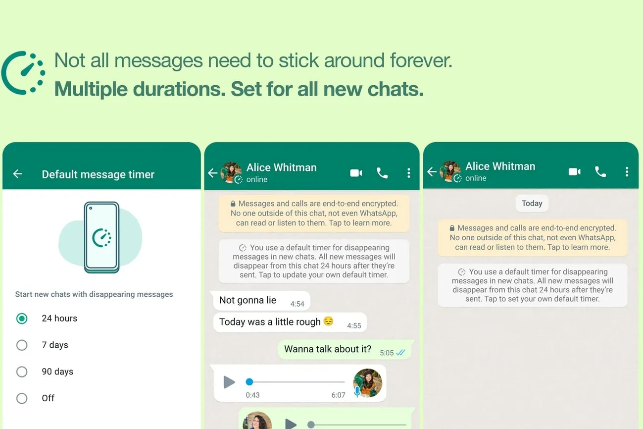 Tüm WhatsApp sohbetlerinizde süreli mesajları geçerli yapabilirsiniz