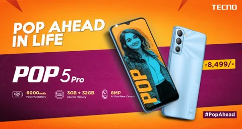 Tecno Pop 5 Pro tanıtıldı: Helio P22 işlemci, 6000 mAh pil