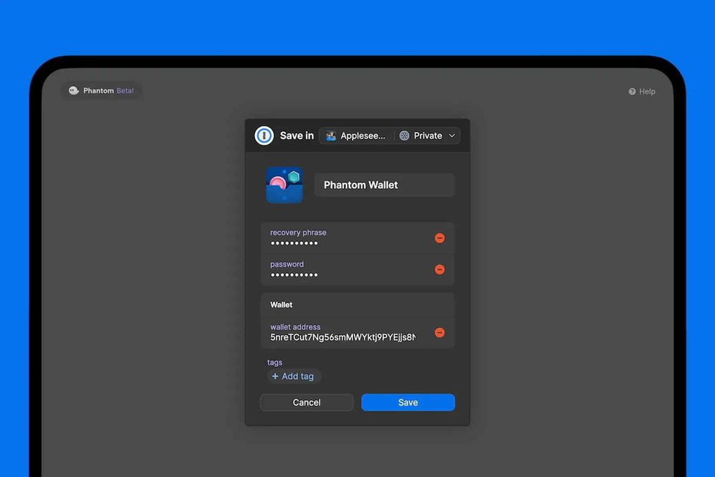 1password kripto cüzdan