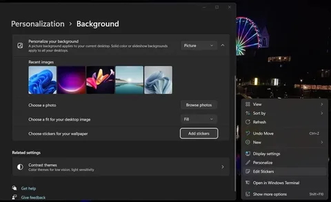 Microsoft Windows 11 için duvar kağıdı çıkartmalarını ve tablet modunu test ediyor