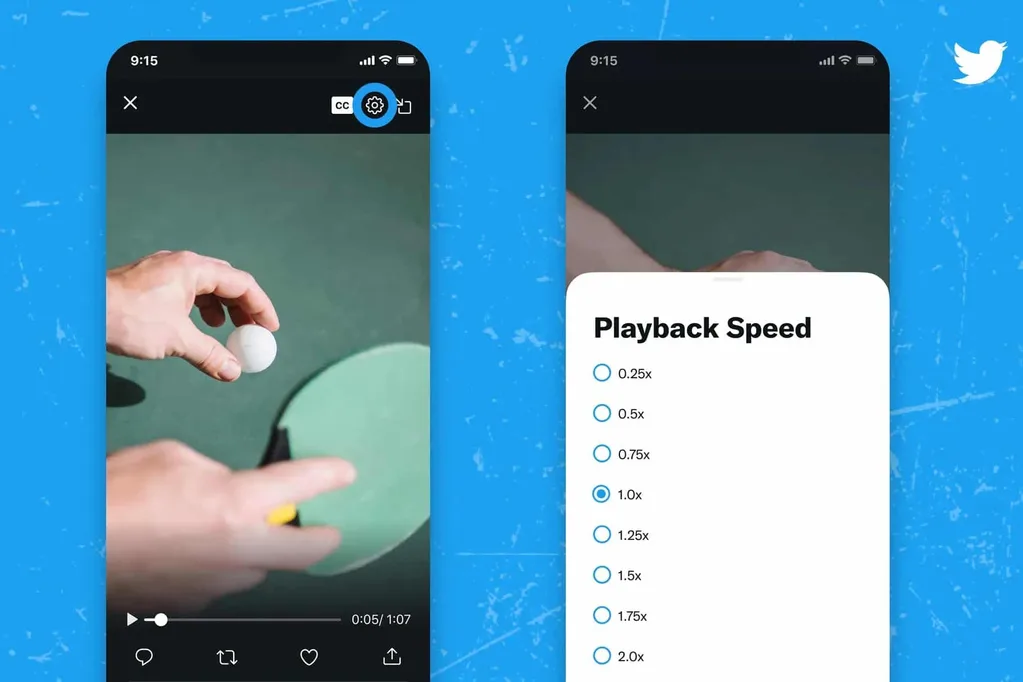 Twitter videolar için yeni oynatma hızlarını test ediyor