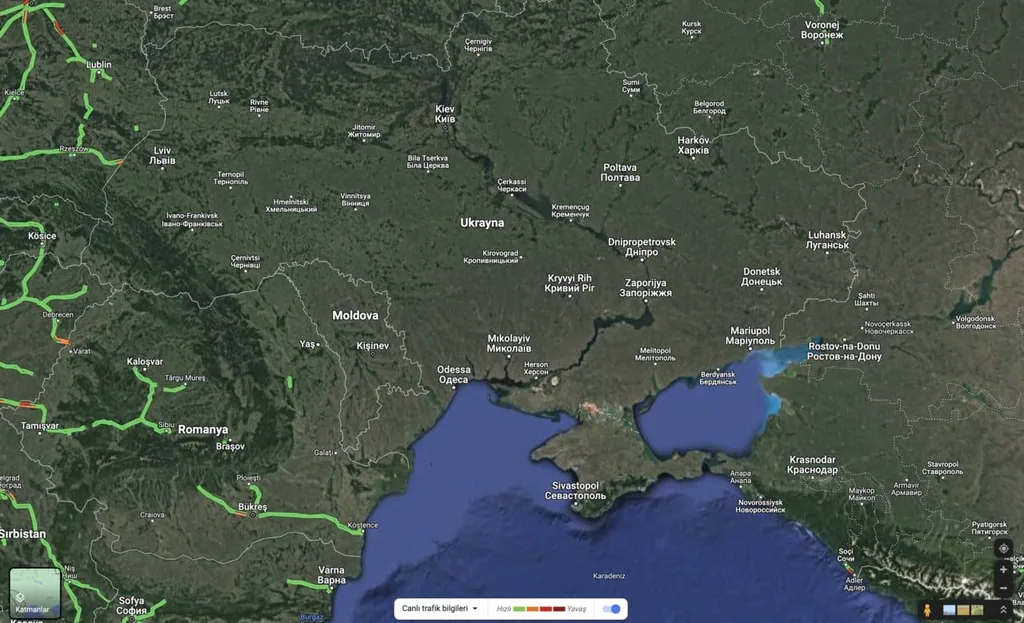 Google Haritalar’da Ukrayna’nın anlık trafik verilerini erişime kapattı