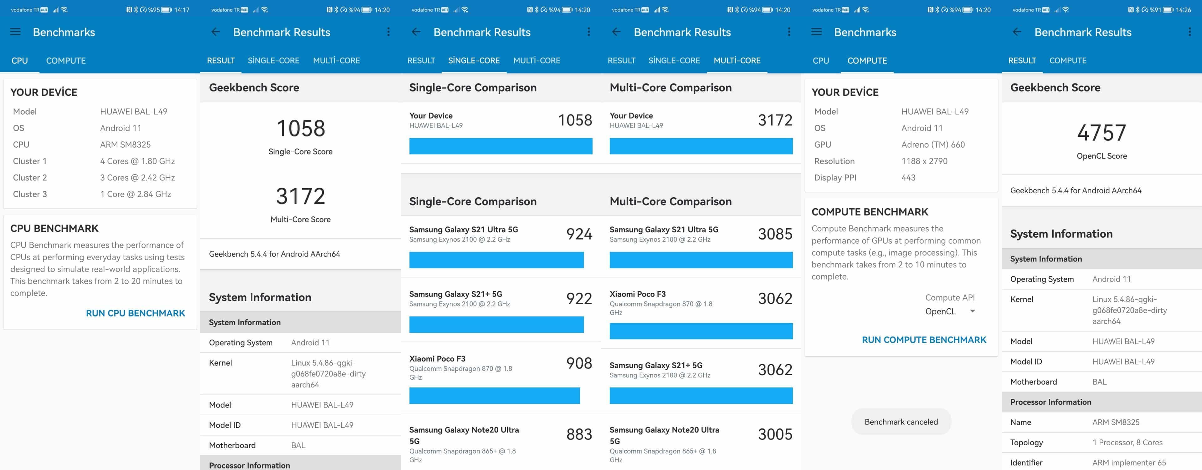 huawei p50 pocket geekbench 5 sonuçları