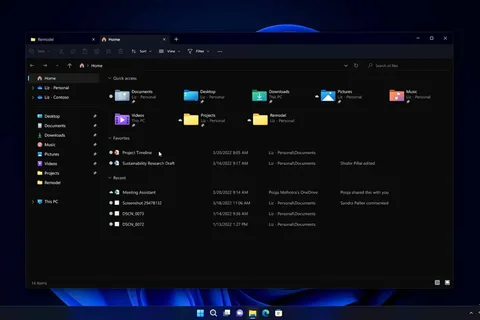 Windows 11’e sekmeler, yenilenmiş ana sayfa ve favoriler içeren yeni bir Dosya Gezgini