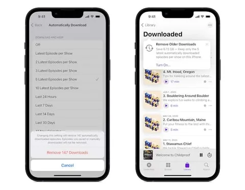 Apple Podcasts depolama alanı yönetimine yardımcı olacak