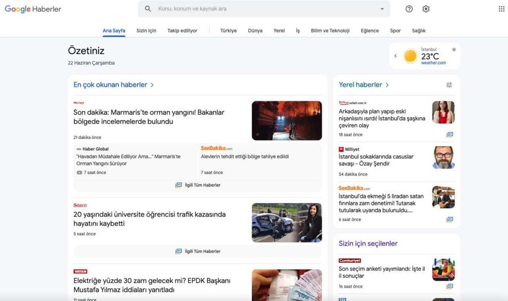 google haberler yeni tasarım