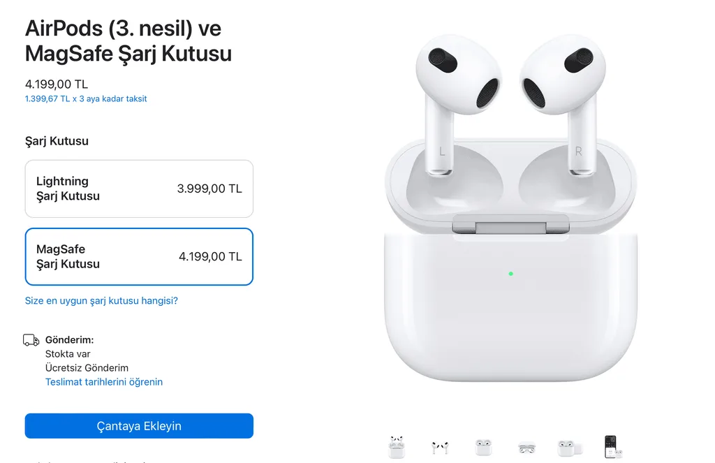 AirPods 3. Nesil için Lightning Şarj Kutusu ile 200 TL tasarruf imkanı var