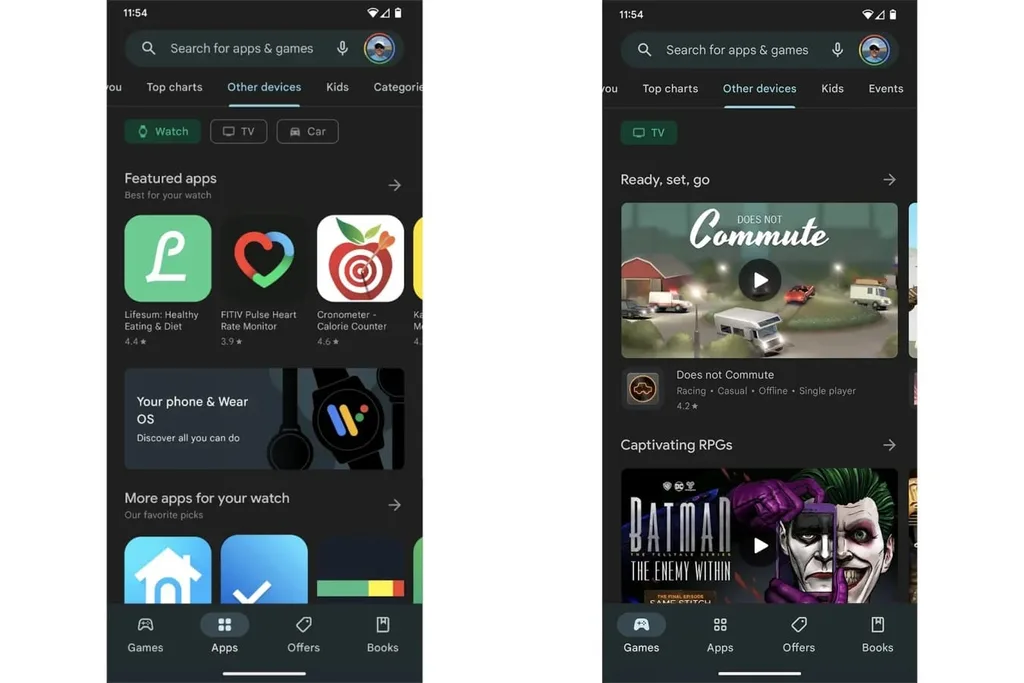 Google Play Store’da Android TV ve Wear OS uygulamalarını bulmak kolaylaşıyor