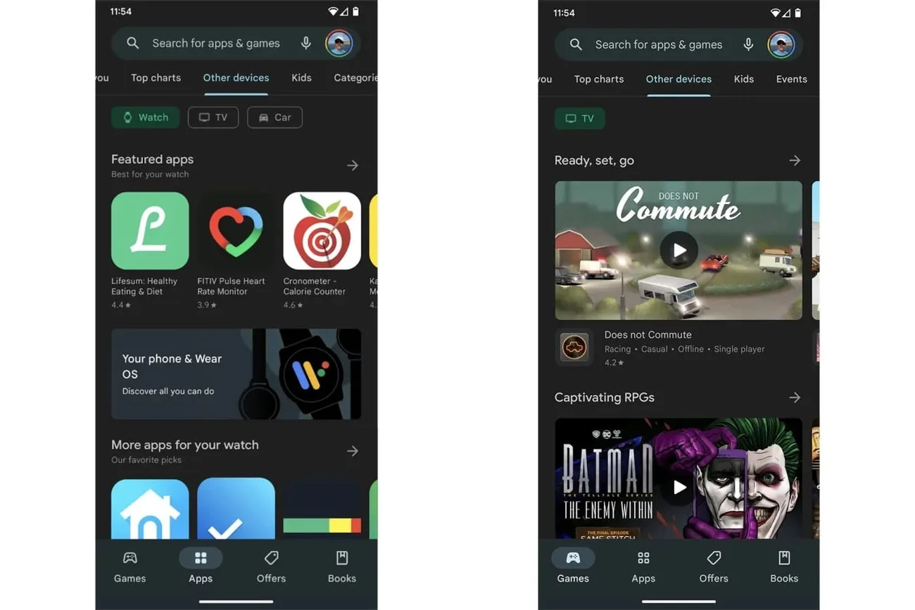 Google Play Store’da Android TV ve Wear OS uygulamalarını bulmak kolaylaşıyor