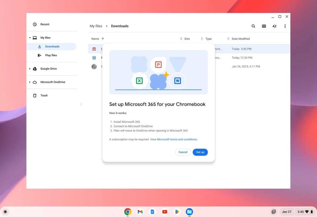 chromeos microsoft 365