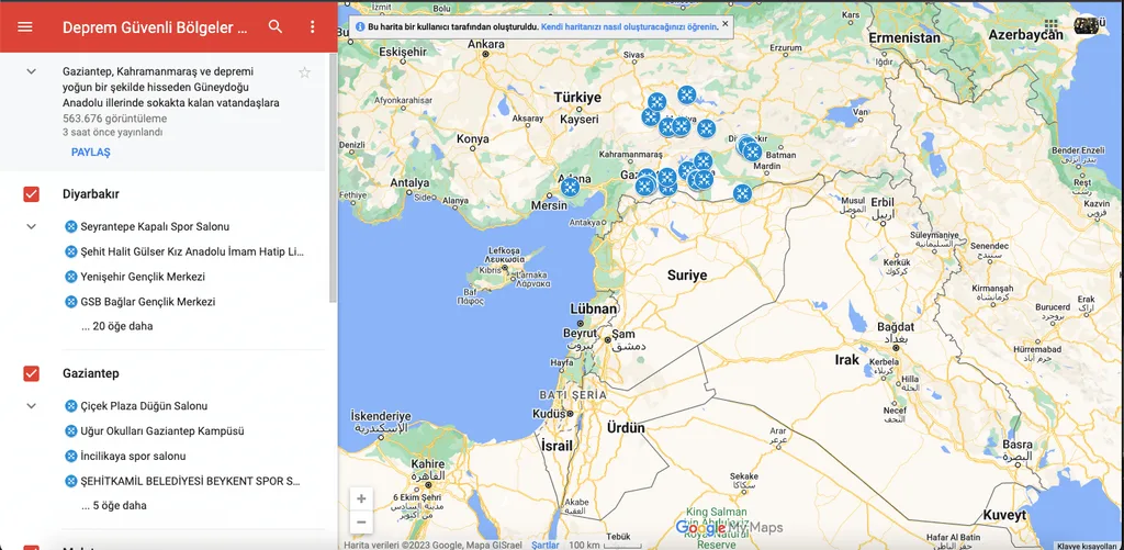 Deprem bölgesindeki güvenli toplanma alanları için Google Haritalar’da özel harita oluşturuldu (Güncellendi)