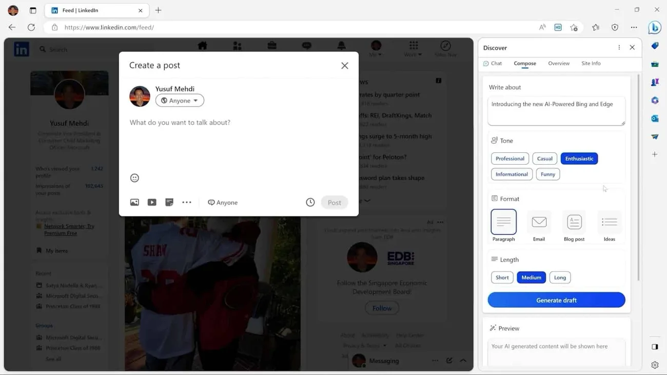 Microsoft Edge yapay zekâ destekli kenar çubuğu ile zenginleşiyor