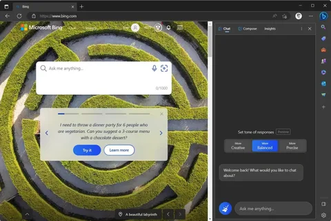 Bing’in yapay zekâlı sohbet botuna Microsoft Edge’de erişim kolaylaşıyor