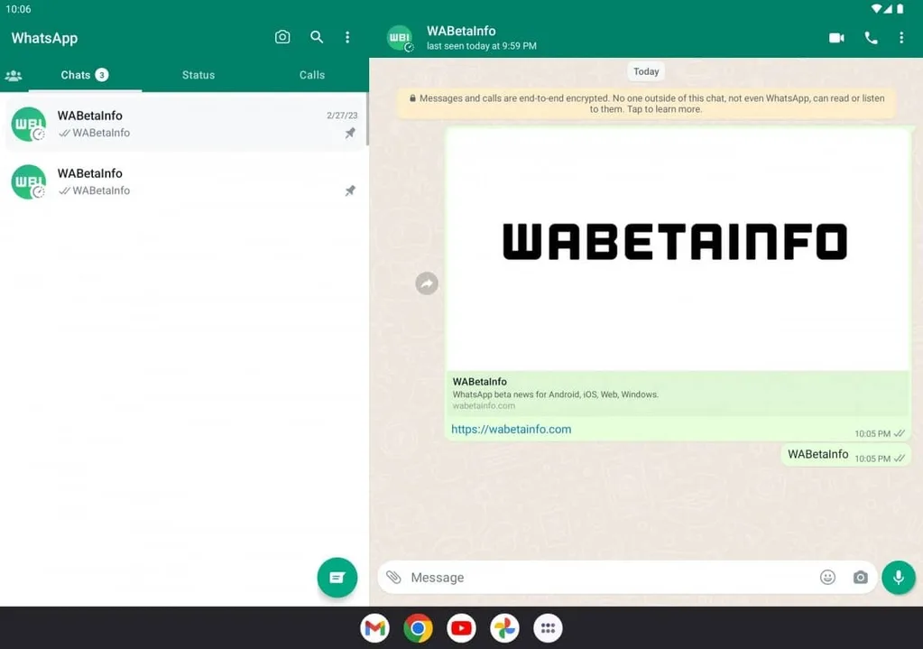 WhatsApp Android uygulamasında tabletler için çift panel görünümü test ediliyor