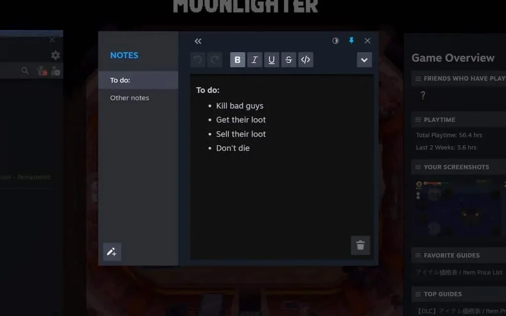 Steam’den ilginç yenilik: Artık oyun oynarken ekran üzerinde not almak mümkün olacak