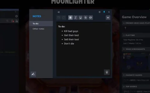 Steam’den ilginç yenilik: Artık oyun oynarken ekran üzerinde not almak mümkün olacak