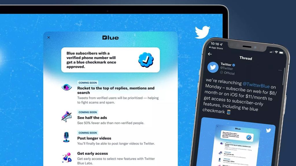 twitter blue mavi tik